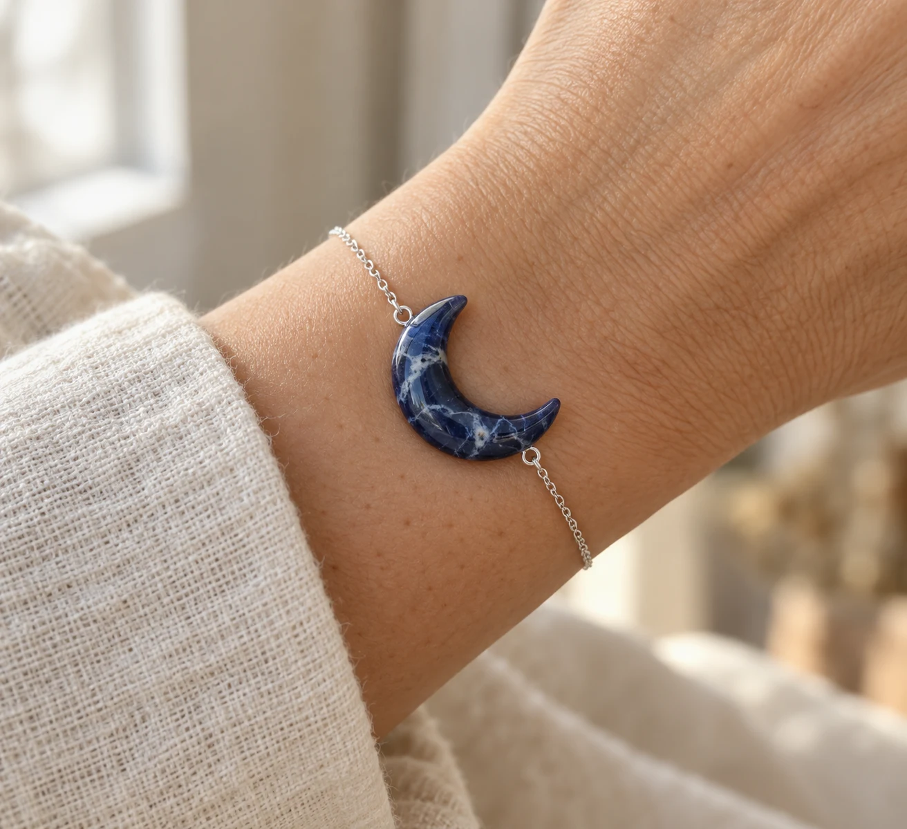 Crescent bracelet in midnight blue